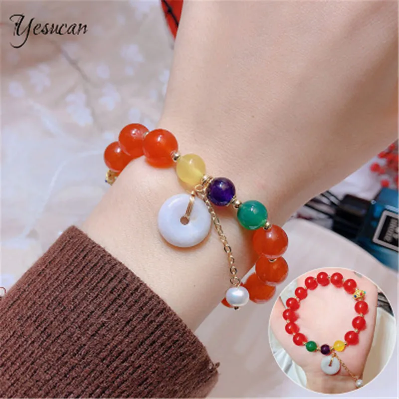 Женские браслеты с камнями на удачу из ниток браслет для йоги энергетический