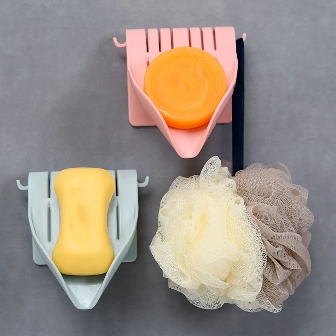 

Wall-mounted Punch-free Drain Soap Box Suction Cup Dish Soap Dish Bathroom Organizer Plastic Tray Container Storage Box