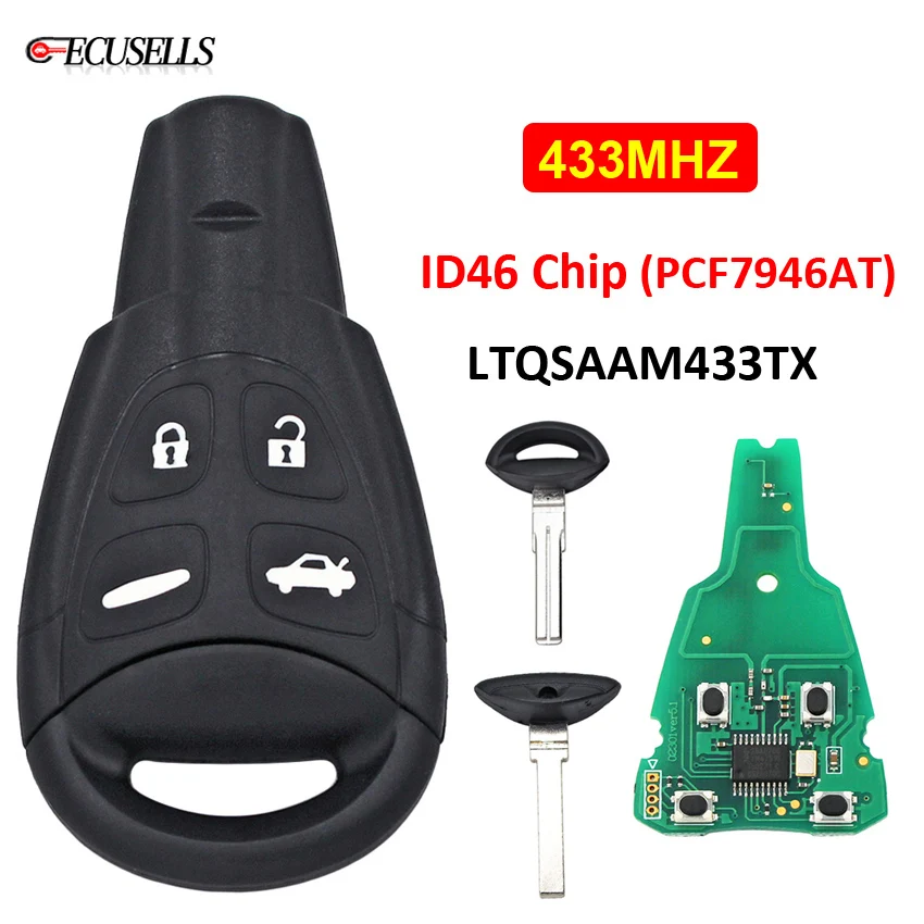 4 кнопки дистанционного ключа автомобиля 433 МГц ID46 PCF7946 чип FCC аддитивного