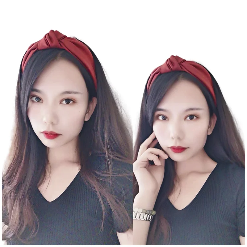 Женская повязка на голову с бантом бархатная перехлёстом аксессуар для волос 2021-1