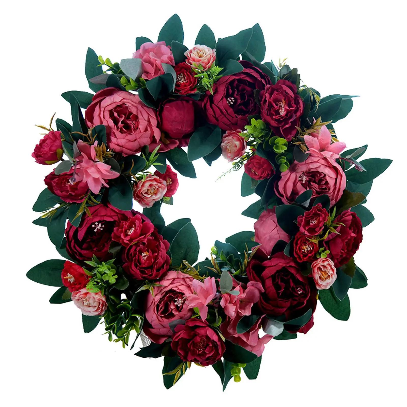 

40cm Artificial Rose Flower Wreath For Front Door Farmhouse Welcome Door Wall Window Wedding Birthday Party Home Decor