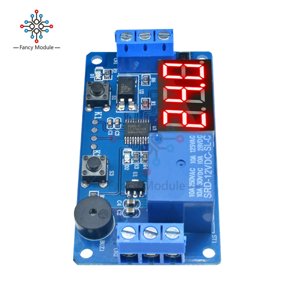 Плата модуля реле времени с цифровым светодиодным дисплеем 12 В постоянного тока|