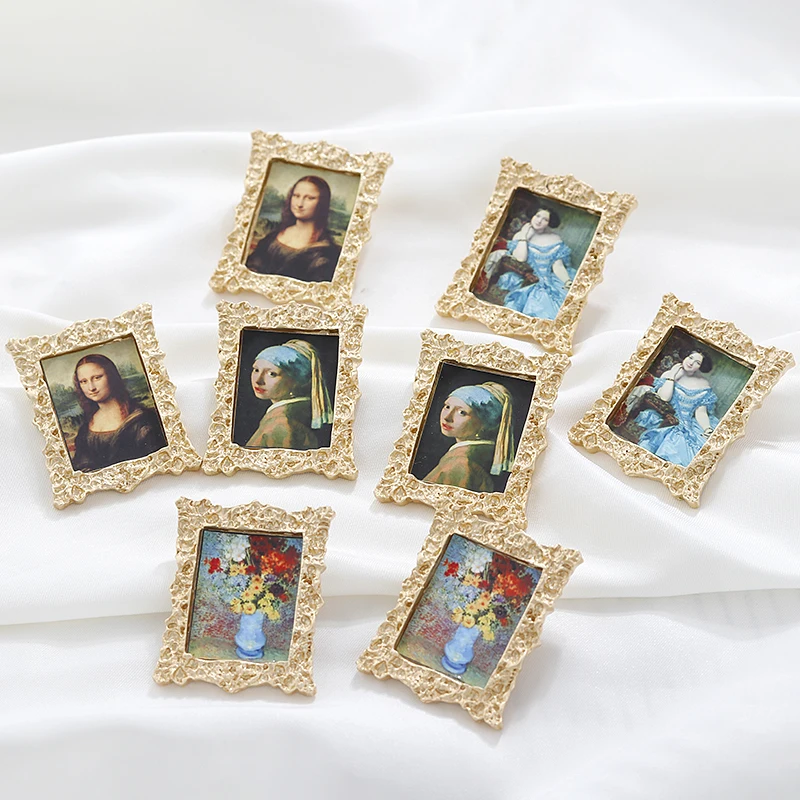 AMORCOME в винтажном стиле известной картины большие металлические серьги