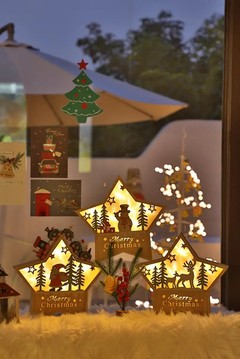 

LED Wood Light Christmas Home Decorations Night Light Elk Snowman Christmas Lamp Holiday Party Wedding Decorative Light
