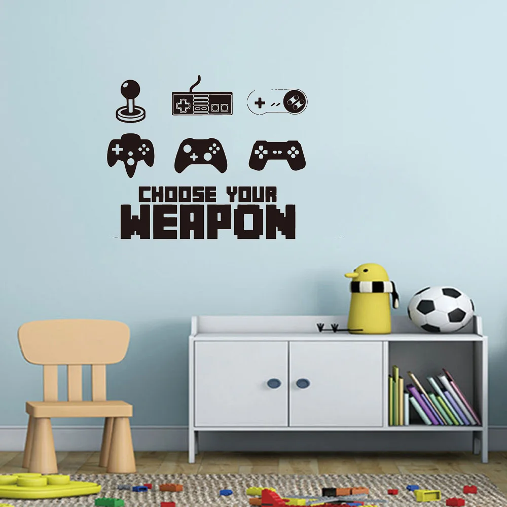 

Game Controller Wall Sticker Choose Your Weapon Video Game Wall Decal Design Vinyl Gamer Mural Boys Room Playroom Decor