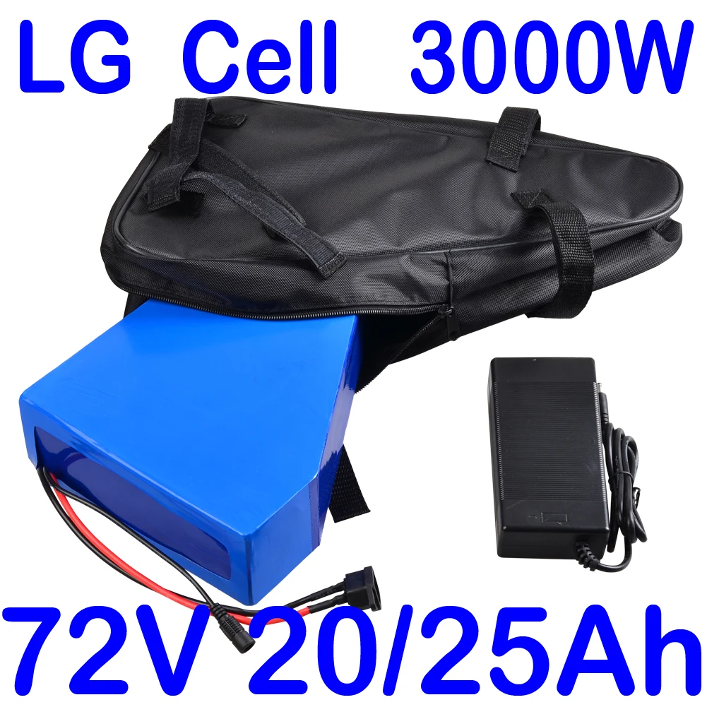 

72V 2000W 3000W Electric Bike Scooter Battery 72V 13Ah 15Ah 17Ah 20Ah 24Ah 25Ah Triangle Lithium Battery LG cell+84V Charger