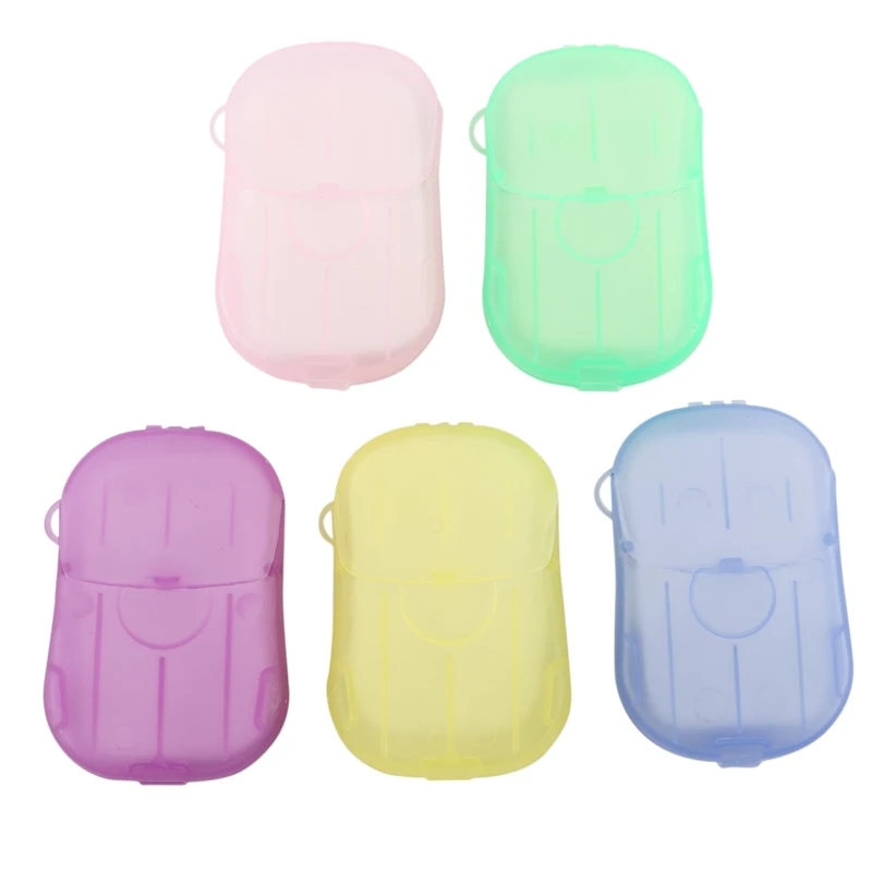 

5 Boxes/Lot(20 Pieces/Box) Convenient Washing Hand Bath Soap Flakes Travel Portable Scented Slice Sheets Foaming Box Paper(Rando