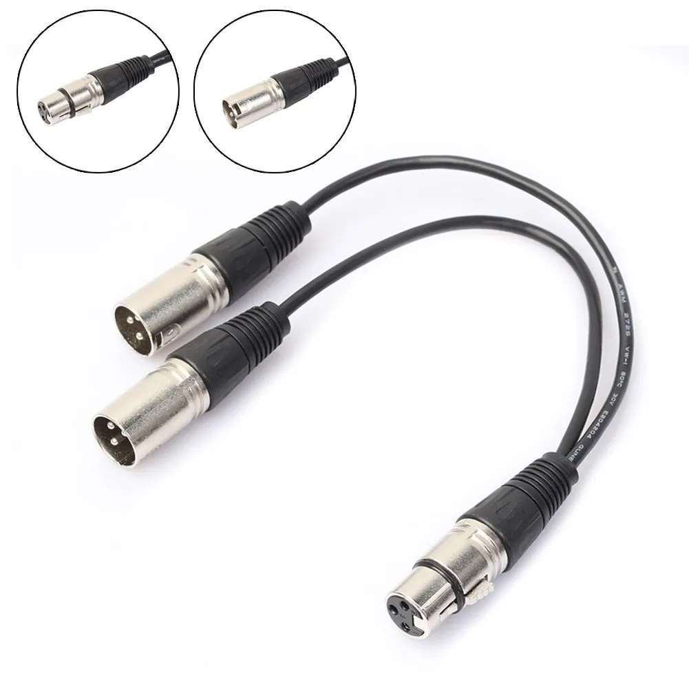

1pcs Microphone Plug Wire 3 Pin XLR FEMALE Jack To 2 MALE Plug Y SPLITTER Mic Cable Adaptor Lead 1 FT For Noise Elimination