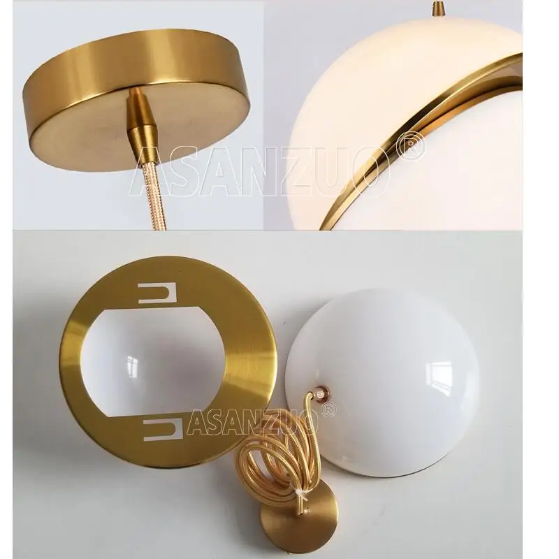 

Nordic modern White ball bubble led pendant lights kitchen living room restaurant bedroom gold ring hanging lamp