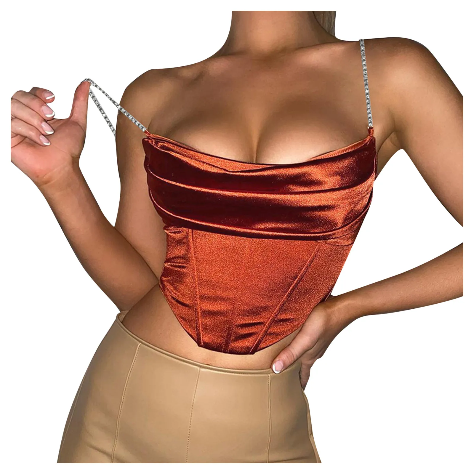 

Womens Party Vest Fashion All-match Sling Slim Short Umbilical Vest T Shirt Blous Comfort Vest Underwear Open Back Tank Top