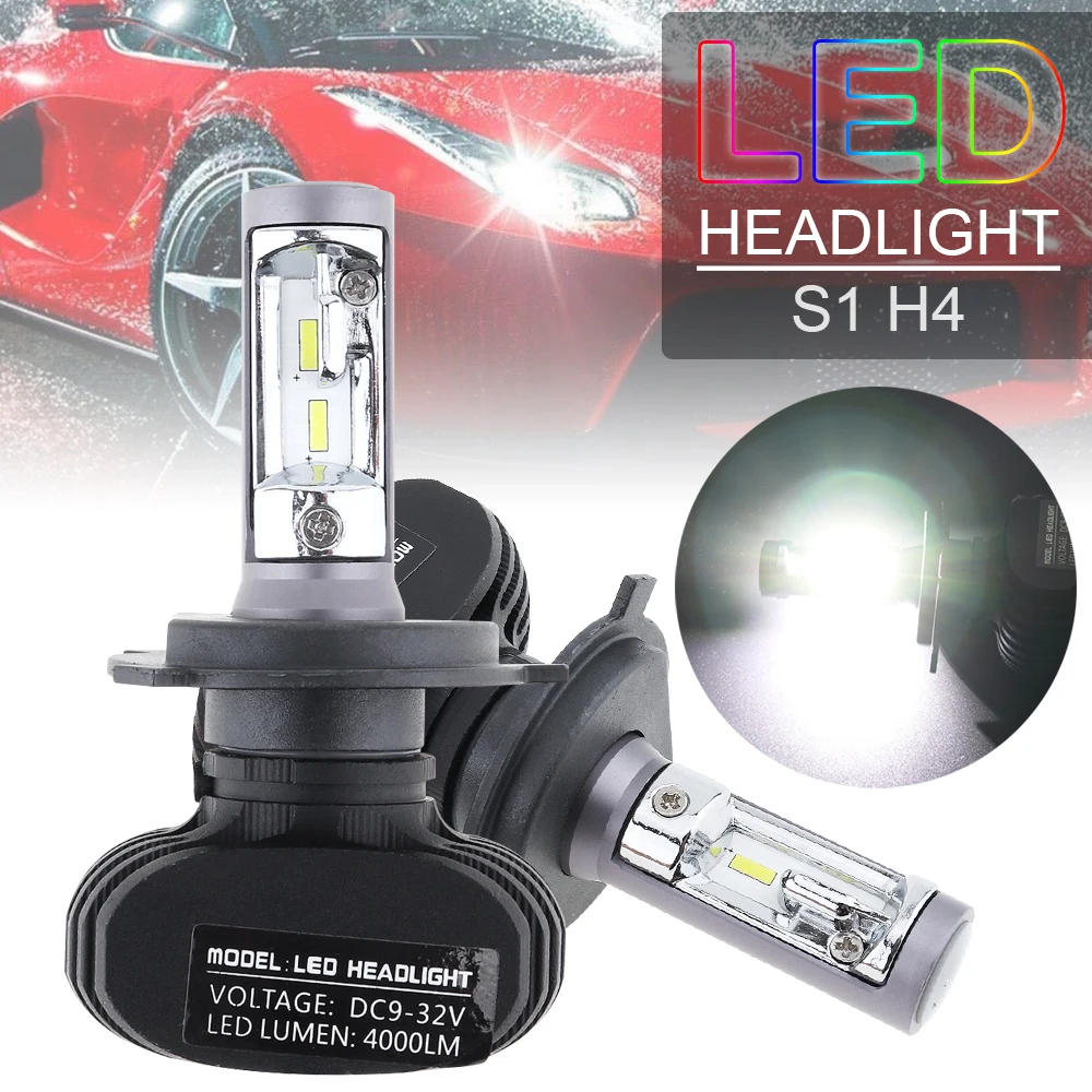 

2 Pcs H4 S1 50W 6000K 8000LM CSP LED Car Headlight Kit Automobile Fog Lamp High/ Low Light Bulbs LED Bulbs Fit for Cars