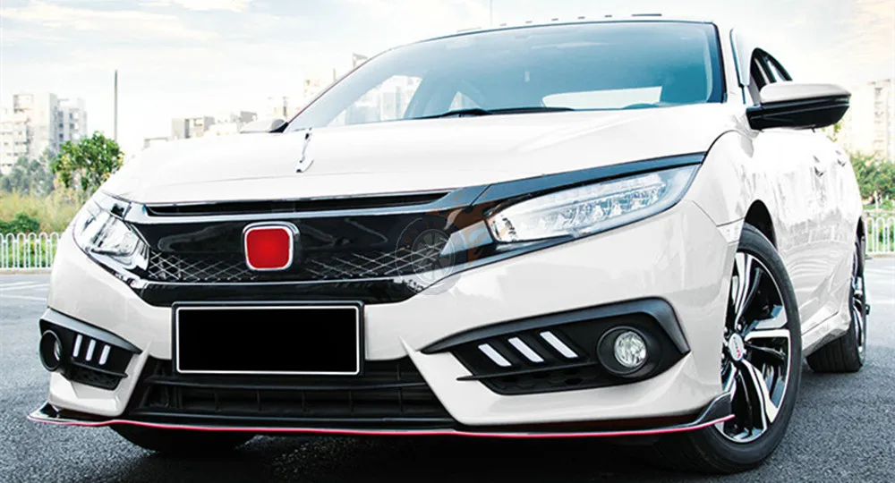 Глянцевая черная ячеистая сетка R Тип Гриль для Honda Civic 10th Gen- передний бампер ABS гоночные решетки запчасти для автомобилей