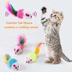 5 шт., игрушки для кошек, искусственная мышь, интерактивные забавные мини-игрушки для животных, игрушки для котят, плюшевая цветная мышь-хвост, товары для домашних животных