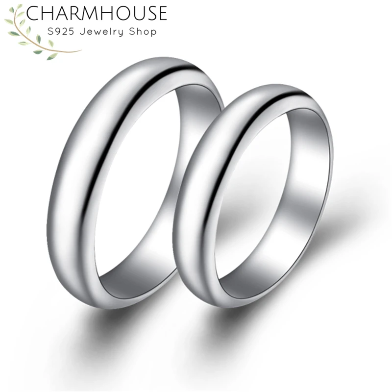 Набор парных колец для мужчин и женщин из серебра 925 пробы 4 мм|Обручальные кольца|