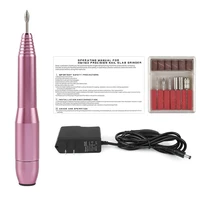 electric nail drill pen manicure machine portable12v gold silver pink handpiece milling cutter nail file nail art tools 20000