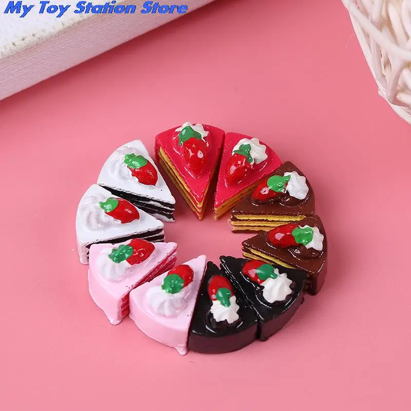 10pcsColorful Mini Play Resin Triangle Food Cake Christmas Dolls Miniature Pretend Toy For girl DIY Jewelry Accessories | Игрушки и
