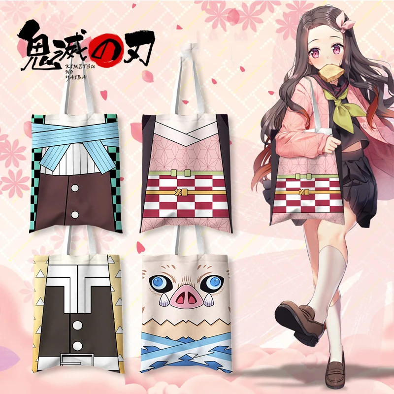

Аниме Сумка демон Slayer Kimetsu no Yaiba маскарадные костюмы холщовые сумки через плечо женские ювелирные сумки Дорожная сумка рюкзак