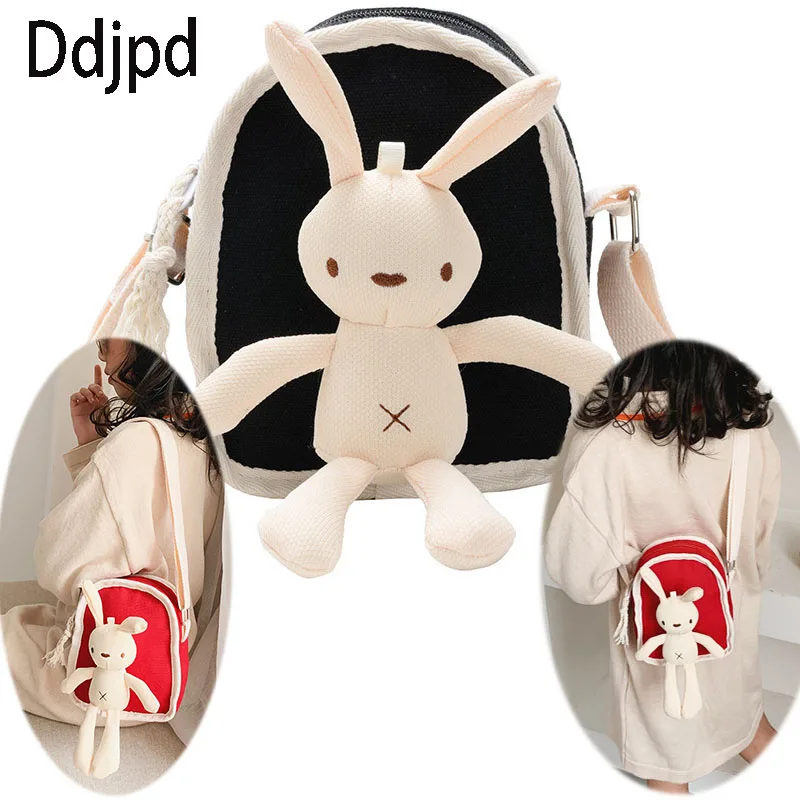 

Ddjpd Children's Fashion Bunny Shoulder Bag Cute Bunny Doll Mini Crossbody Bag Sweet Girl Cartoon Animal Coin Purse Small Bag