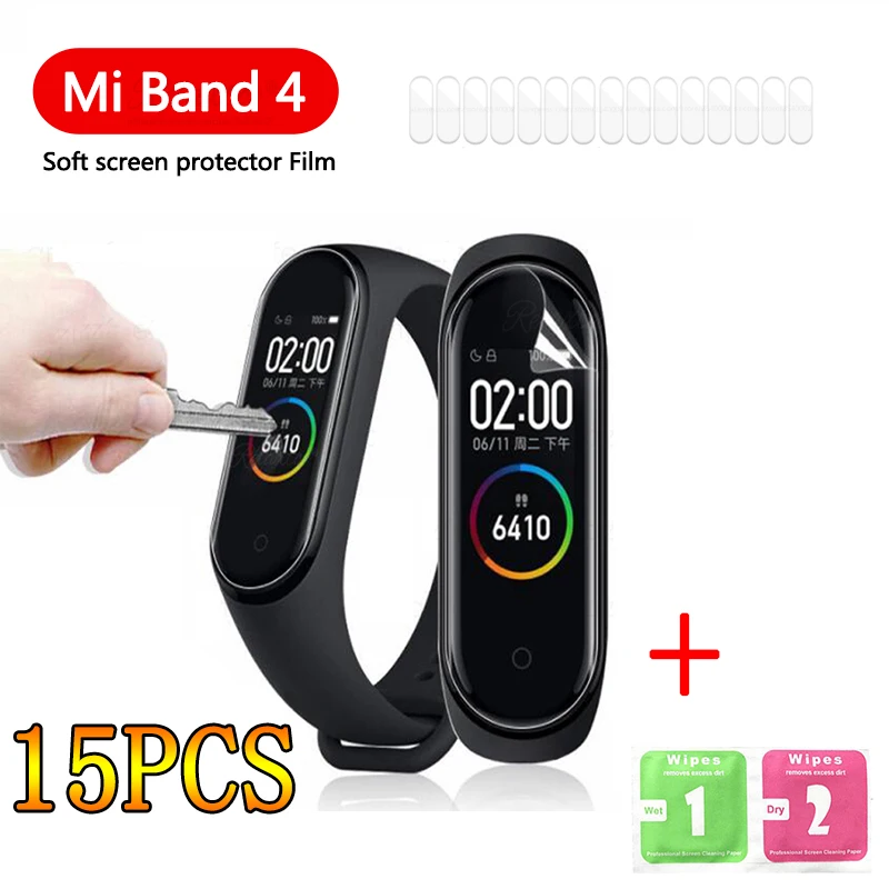 15 шт. пленка для Xiaomi Mi Band 4 защита экрана на Xiomi Miband смарт Miband4 браслет не закаленное