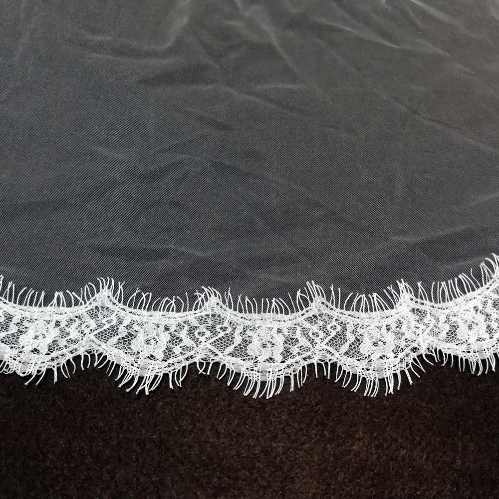 Однослойная кружевная свадебная вуаль с полными краями и ресницами 3 м 4 гребнем