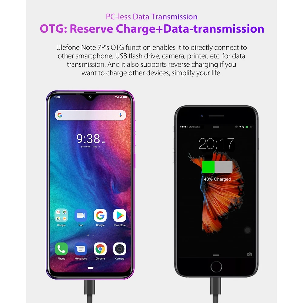 Ulefone Note 7P смартфон с 5 дюймовым дисплеем четырёхъядерным процессором MT6761VW ОЗУ 3 ГБ