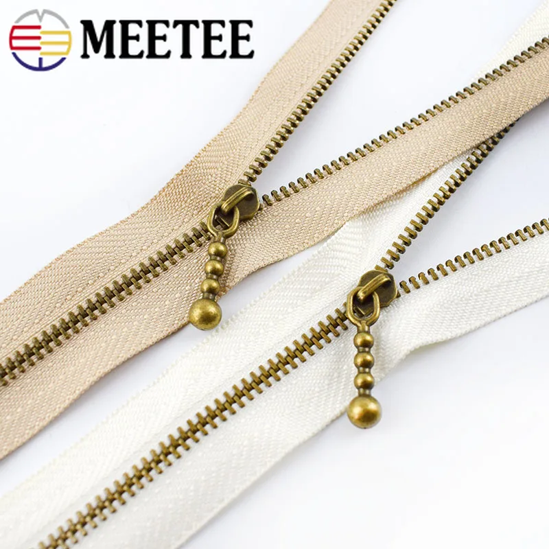 

Meetee 3yards Metal Bronze Zipper 3# Size DIY Handmade Accessories U-shape Code Stopper Sliders for Clothes Handbag Purse Supply