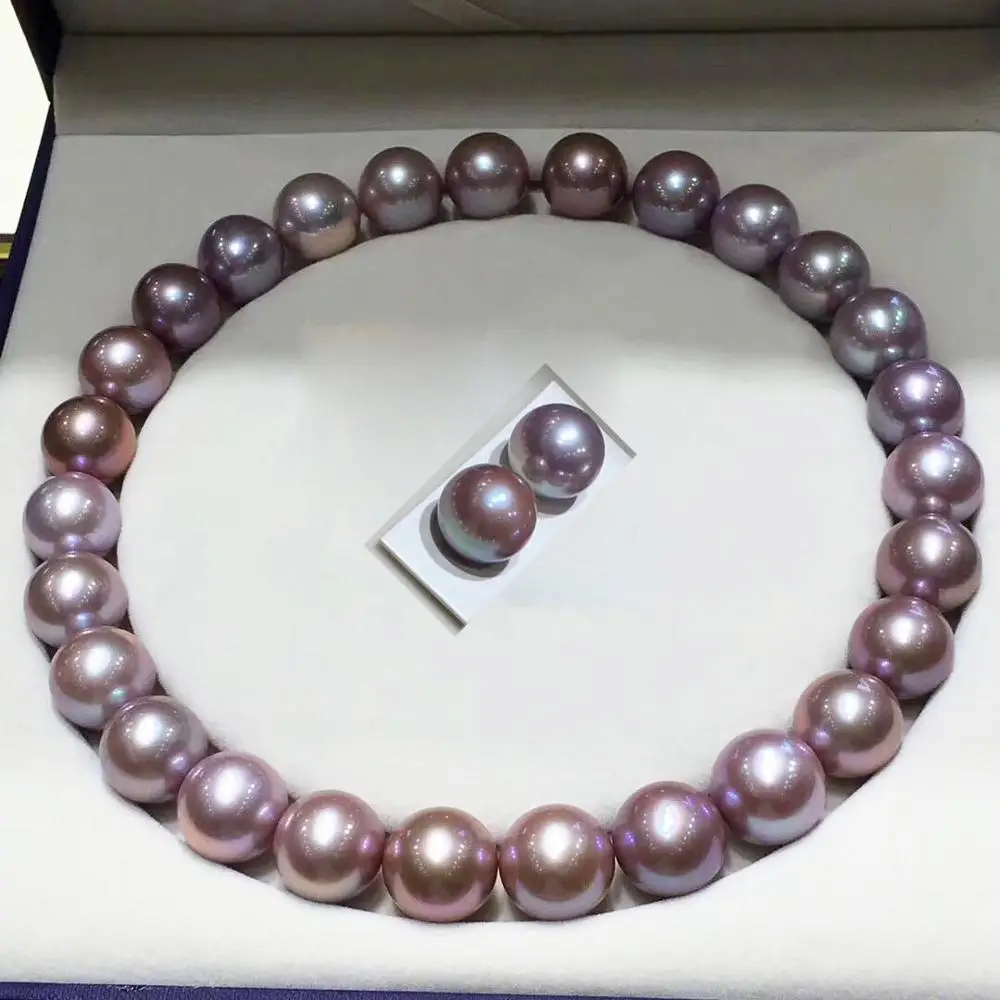MADALENA SARARA 9-10mm AAA Freshwater Pearl Necklace Purple Round With s925 Clasp | Украшения и аксессуары