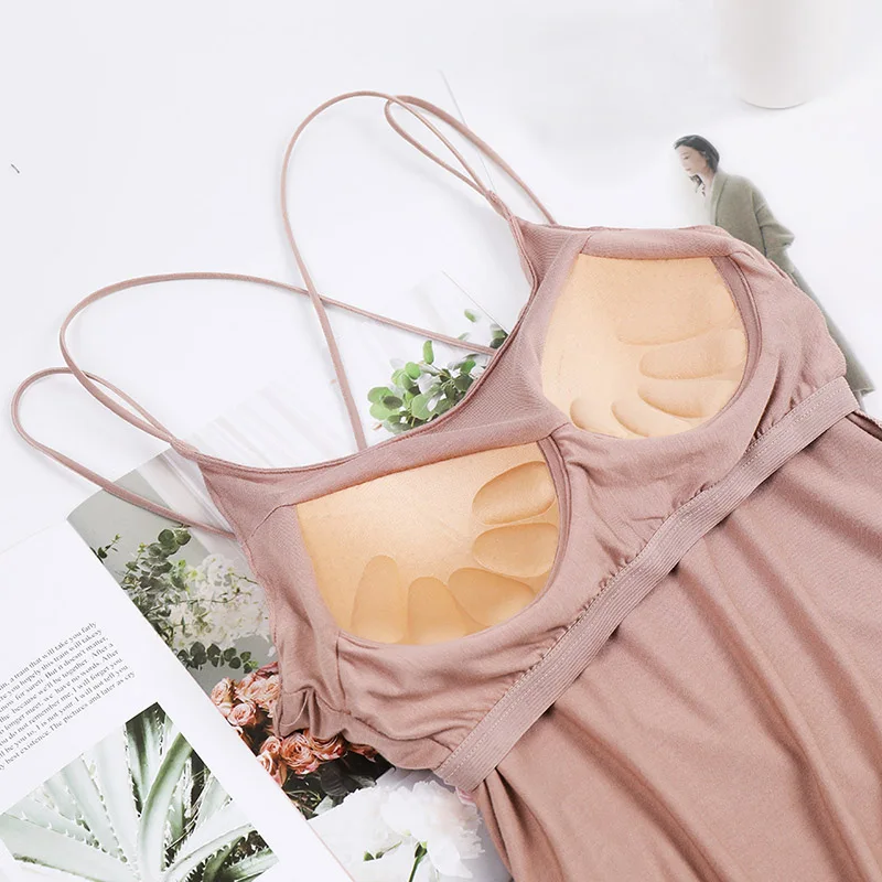 

Newest Women Vest Tank Top with Built-in Bra Spaghetti Strap Criss Cross Camisole Tanks