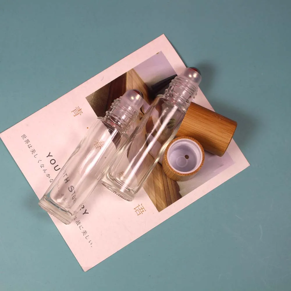 5 шт. 10 мл толстое прозрачное стекло рулон эфирного масла на бутылке с бамбуковой