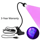 USB светодиодная настольная мини-лампа на клипсе, гибкая яркая светодиодная УФ-лампа, регулируемая Сушилка для ногтей с клеем, детектор медицинских товаров с переключателем