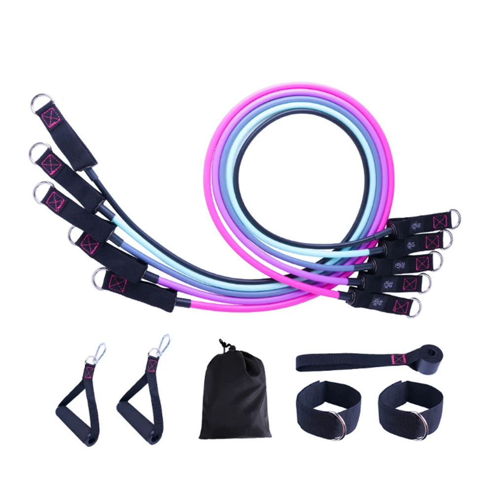 11 Pcs/Set Resistance Bands Crossfit Training Exercise Yoga Tubes Pull Rope Rubber Expander Elastic Fitness with Bag | Спорт и
