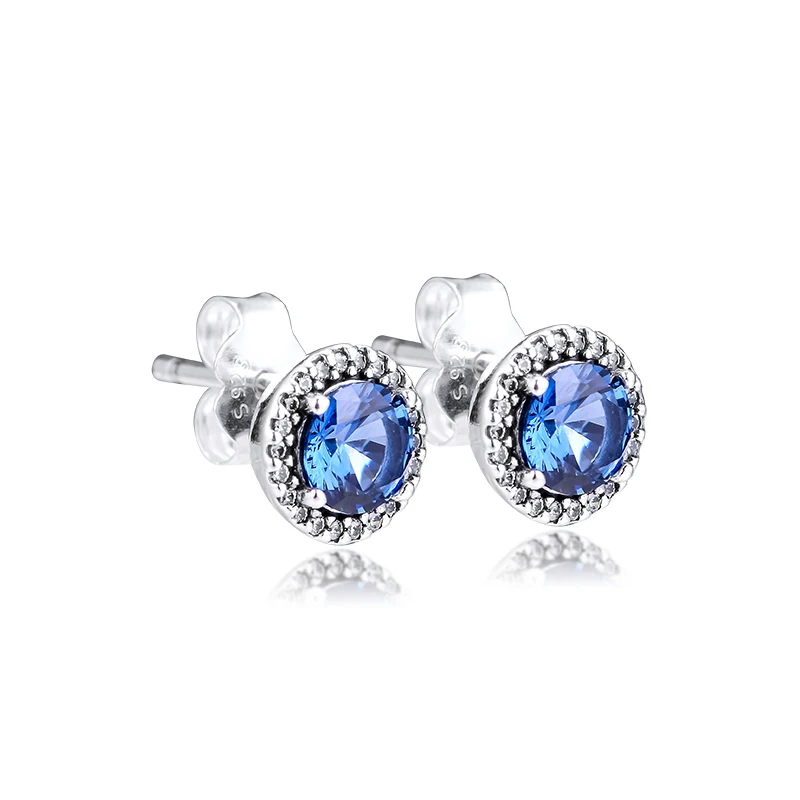 

CKK Earrings Sparkling Blue Stud Earring for Women Sterling Silver 925 Jewelry aretes Pendientes kolczyki Earing Brincos