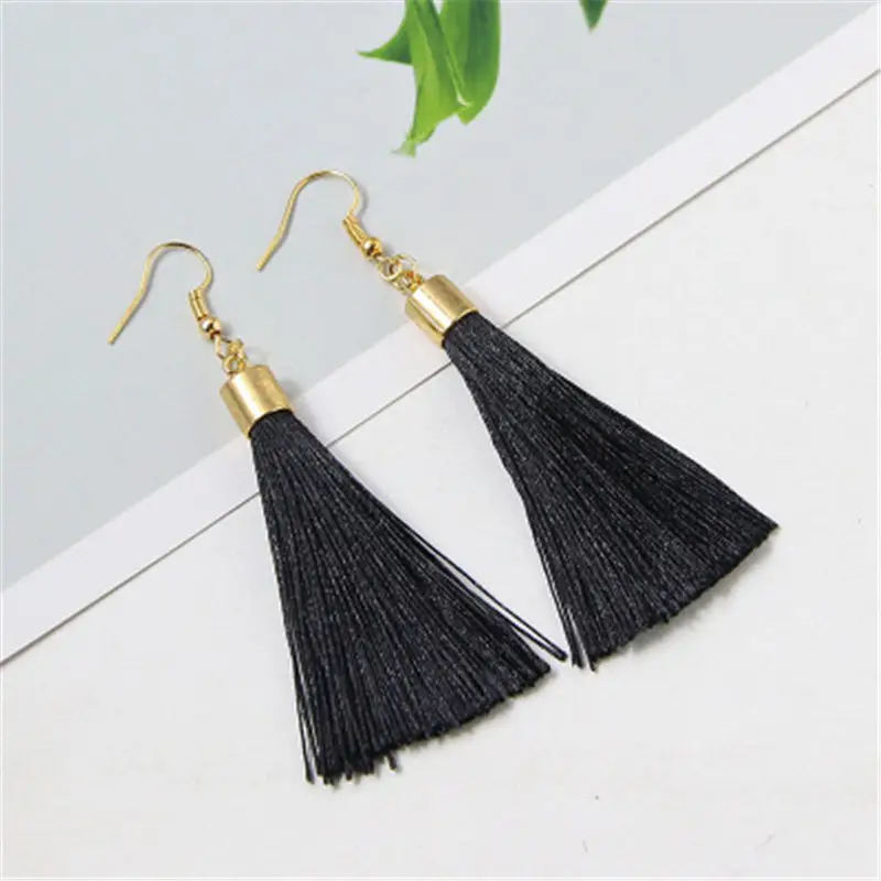 Длинные модные серьги 2019 красные розовые с кисточками для женщин Boho Винтажные