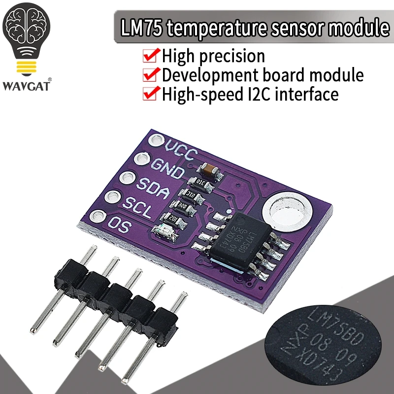 Высокоскоростной датчик температуры WAVGAT LM75 LM75A, интерфейс I2C, модуль высокоточной макетной платы