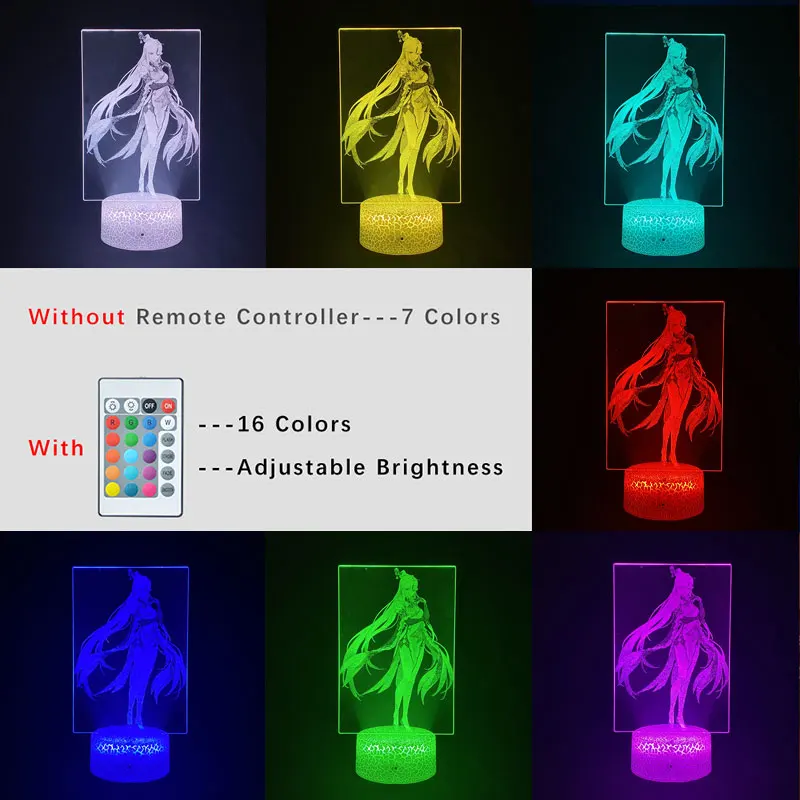 

Game Genshin Impact Ningguang 3D Picture Lamp Smart Phone Control for Home Interior Lighting Bedside Lamp Fans Around Book Lamp