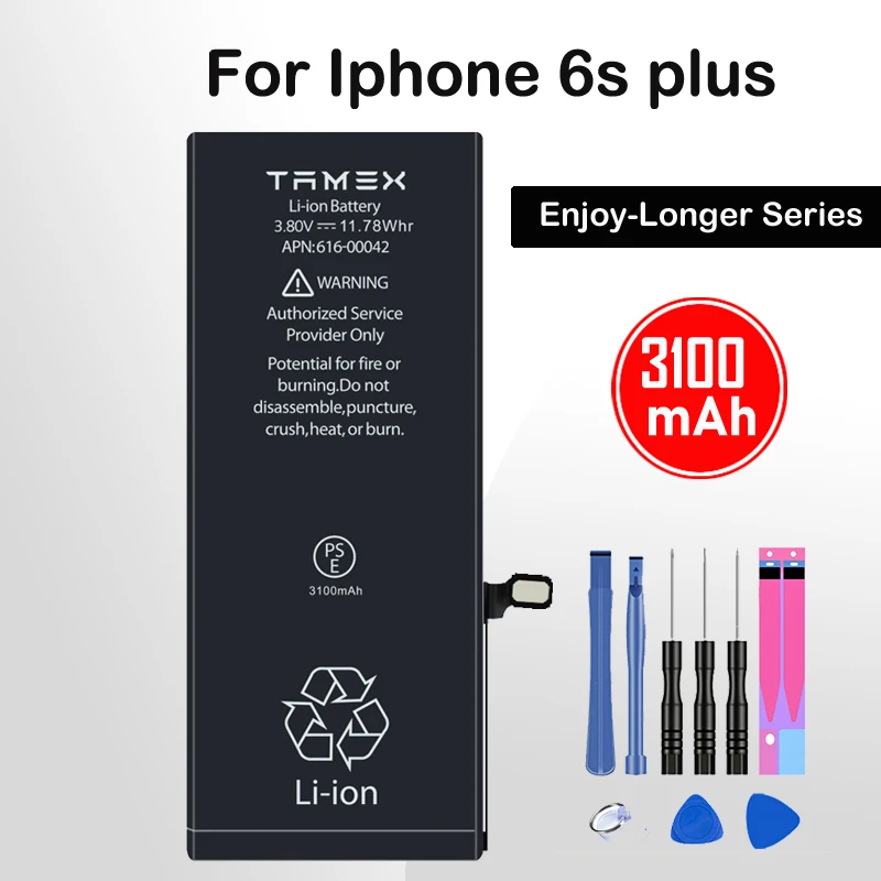 

Tamex Battery For iPhone 6s plus Mobile Phone Replacement Batterie For iphone 6S Plus Bateria Akku Fast Shipping + Tools