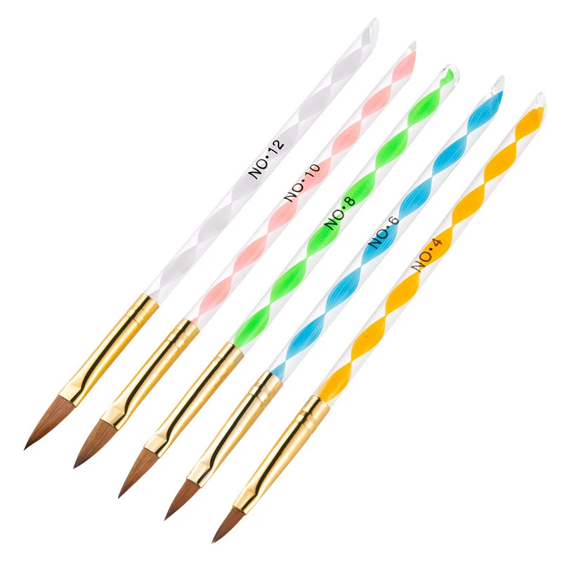 5 шт. разных размеров Акварельная Кисть для ногтей ручка подводки акриловая кисть