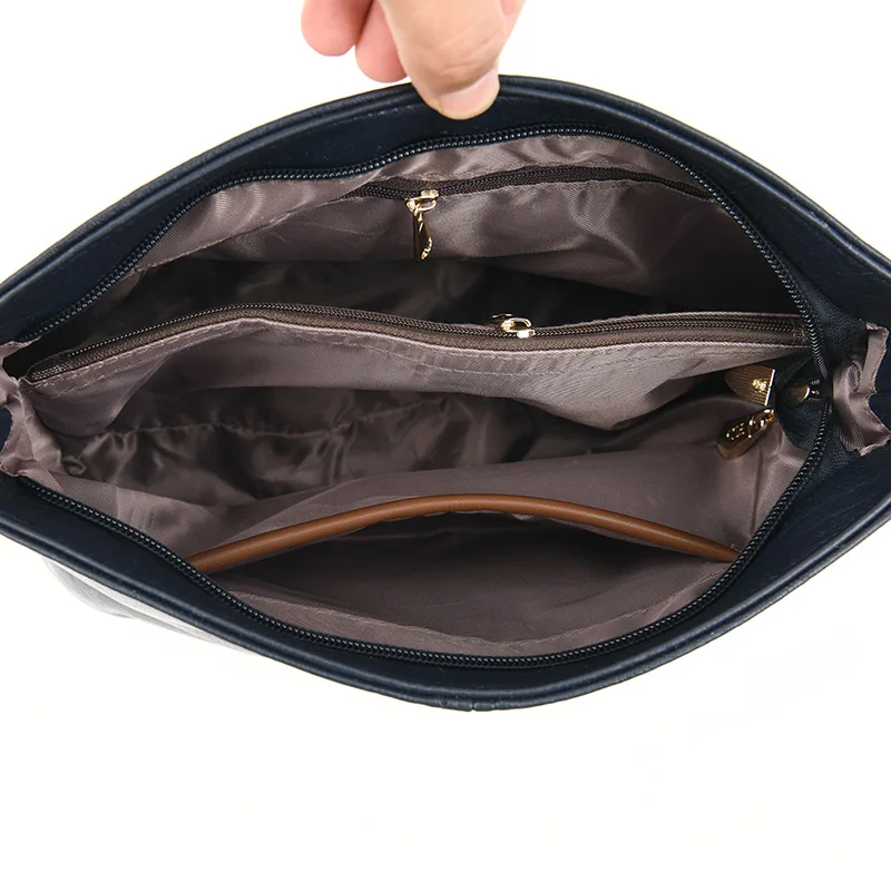 

2021 New Vintage Soft Leather Tote Bags For Women Multi-pocket Shoulder Messenger Bags High quality Sac Designer Luxury Handbags