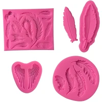 birds feathers silicone molds diy fondant cake decorating tools polymer clay candy chocolate gumpaste moulds
