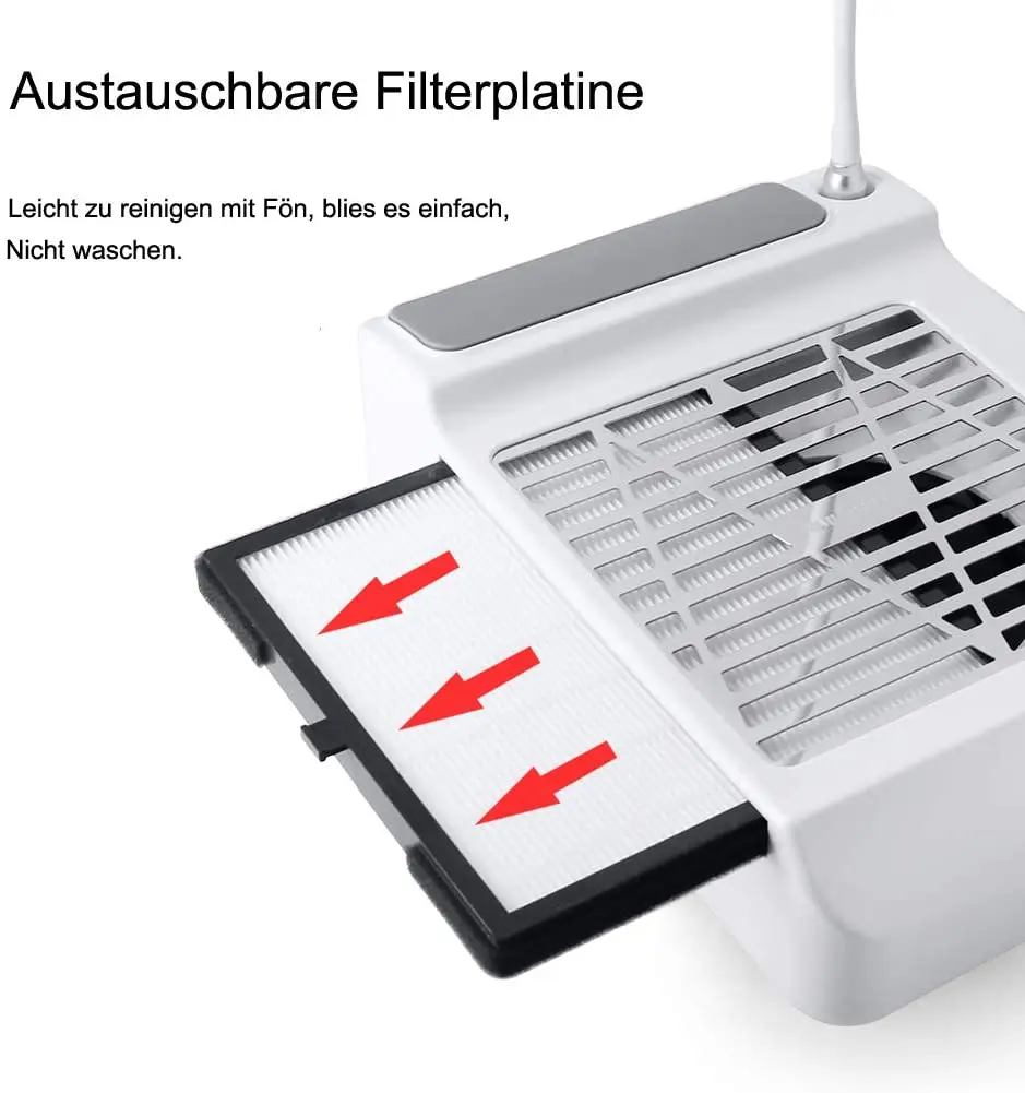 Маникюрный Настольный пылесос 2 в 1 со светодиодной лампой для ногтей съемным