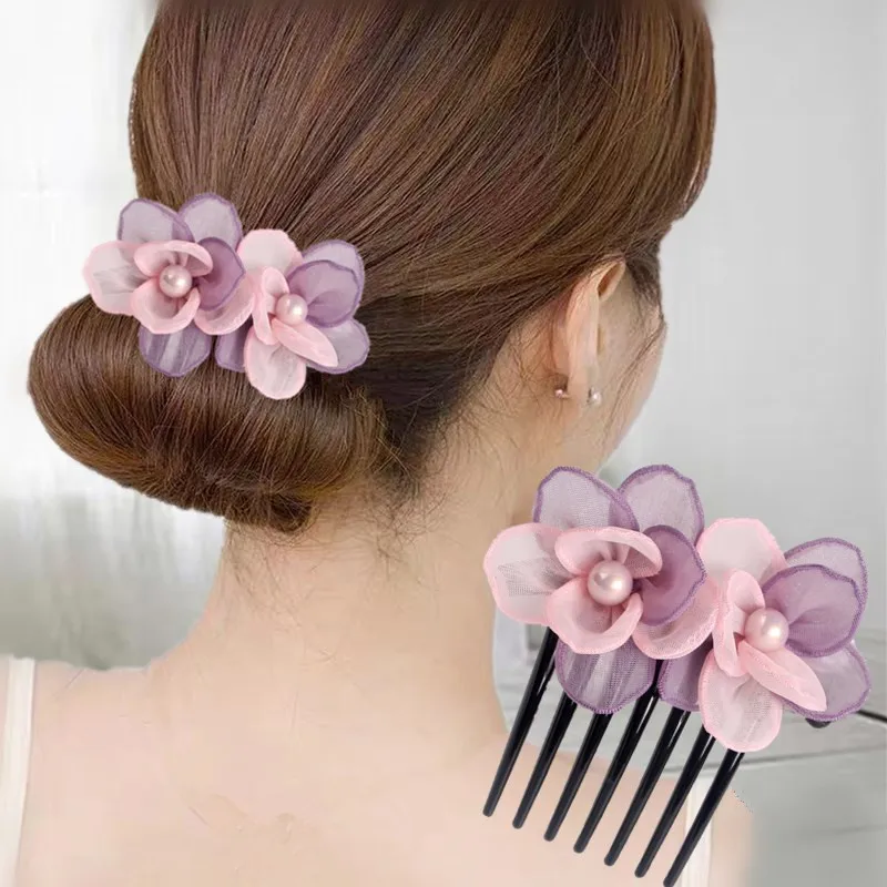 

Handmade Pearls Flower Hair Combs Traditional Chinese Hairpins Clips Headbands for Women Bride Wedding Hair Jewelry Accessories