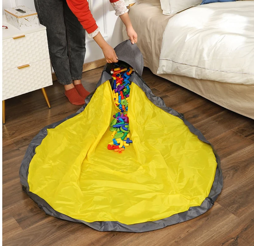 

1.5M 2 in 1 Portable Kids Toy Storage Basket Bag Play Mat Toy Clean-up Storage Container Kids Toys Organizer Drawstring Pouch