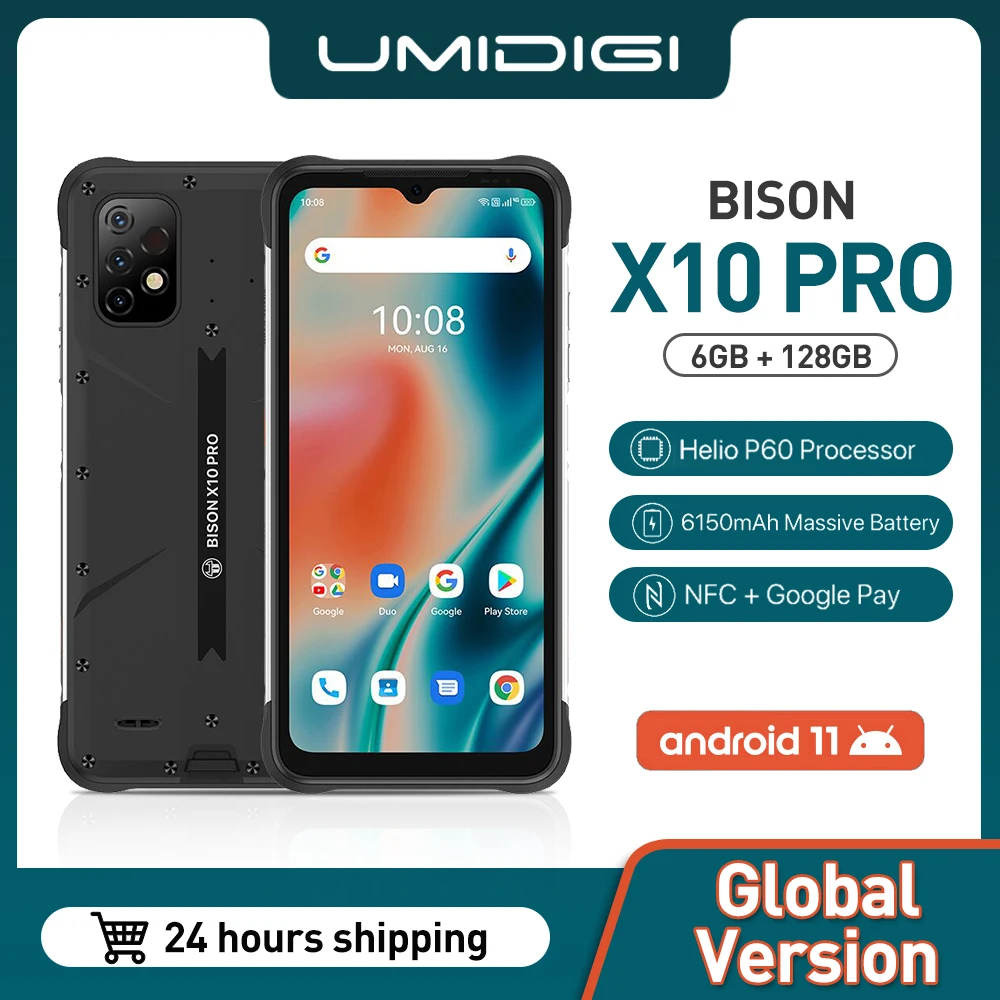 NFC глобальная версия UMIDIGI BISON X10 Pro 6 ГБ + 128 Гб Смартфон 6,53 