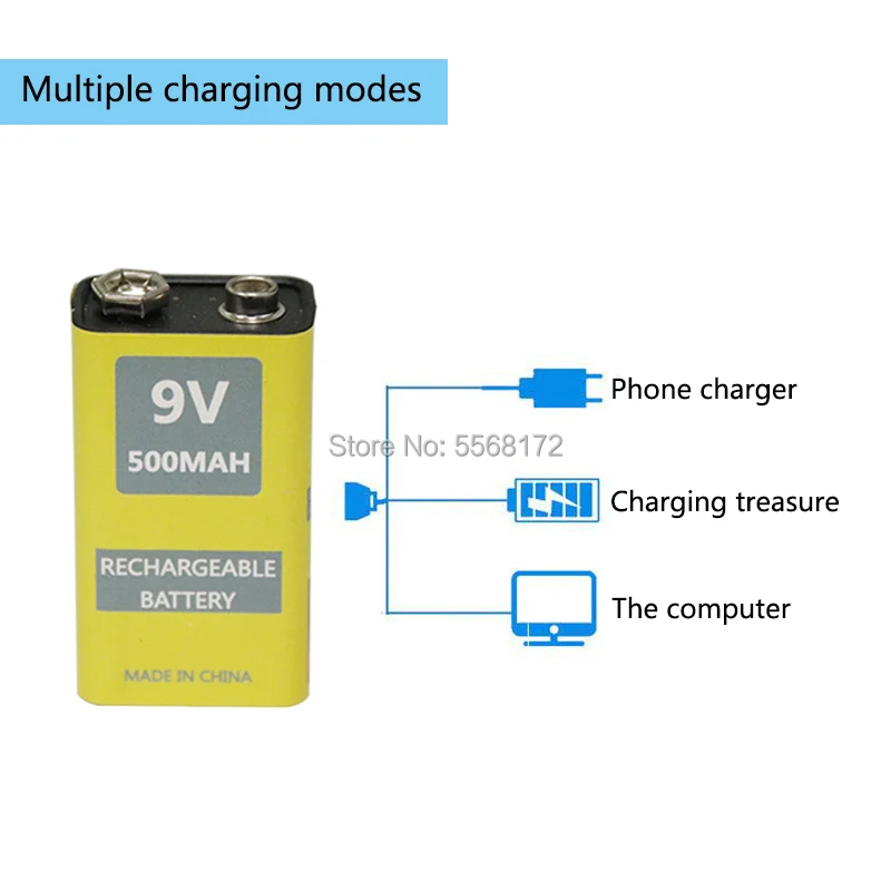 1pcs USB Battery 9V 500mAh Li-polymer Rechargeable lithium battery for Toy Remote Control drop | Электроника