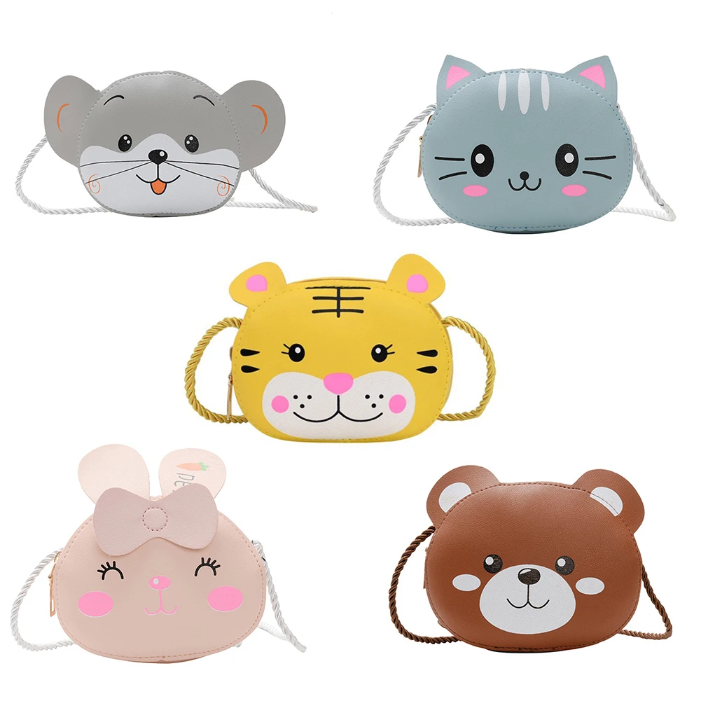 

Children Cartoon Animal Shoulder Bag Plush Purse Messengers Handbag Round Zipper Cute Shape Crossbody Shoulder Lovely Bag