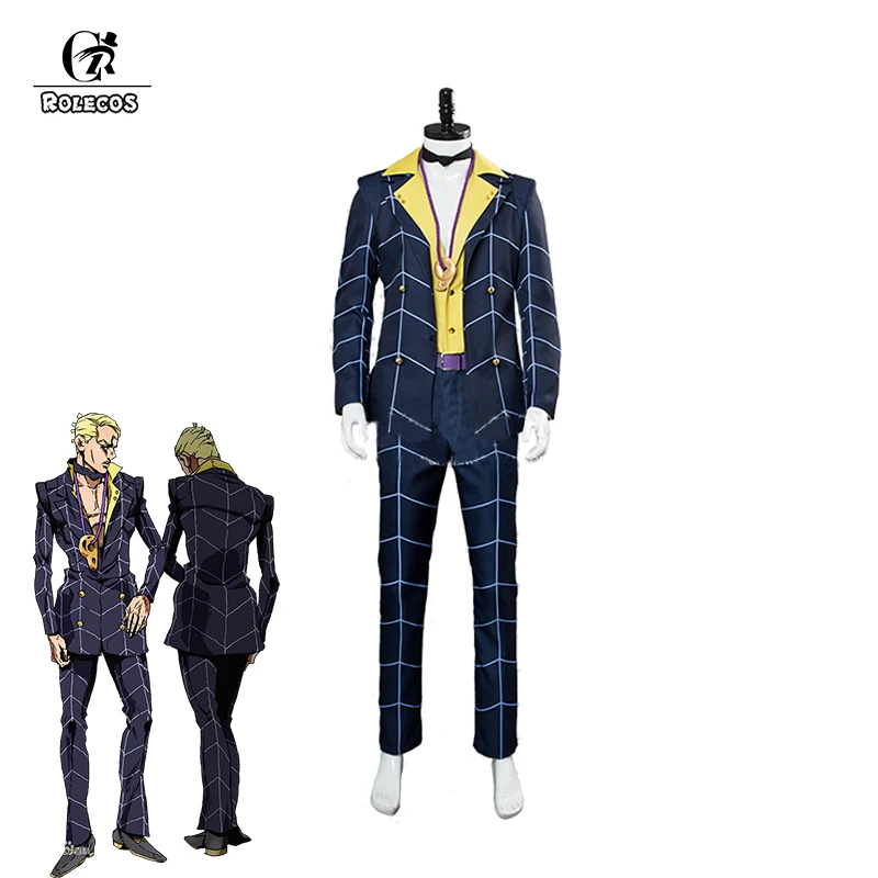 ROLECOS аниме JoJo Необычные Приключения Косплей Костюм PASSIONE Prosciutto косплей костюм темно-синие костюмы для мужчин Косплей Костюм