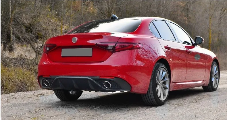 Задний бампер для губ Диффузор с выхлопной для Alfa Romeo Giulia Sedan 4 двери Quadrifoglio TI черный PP