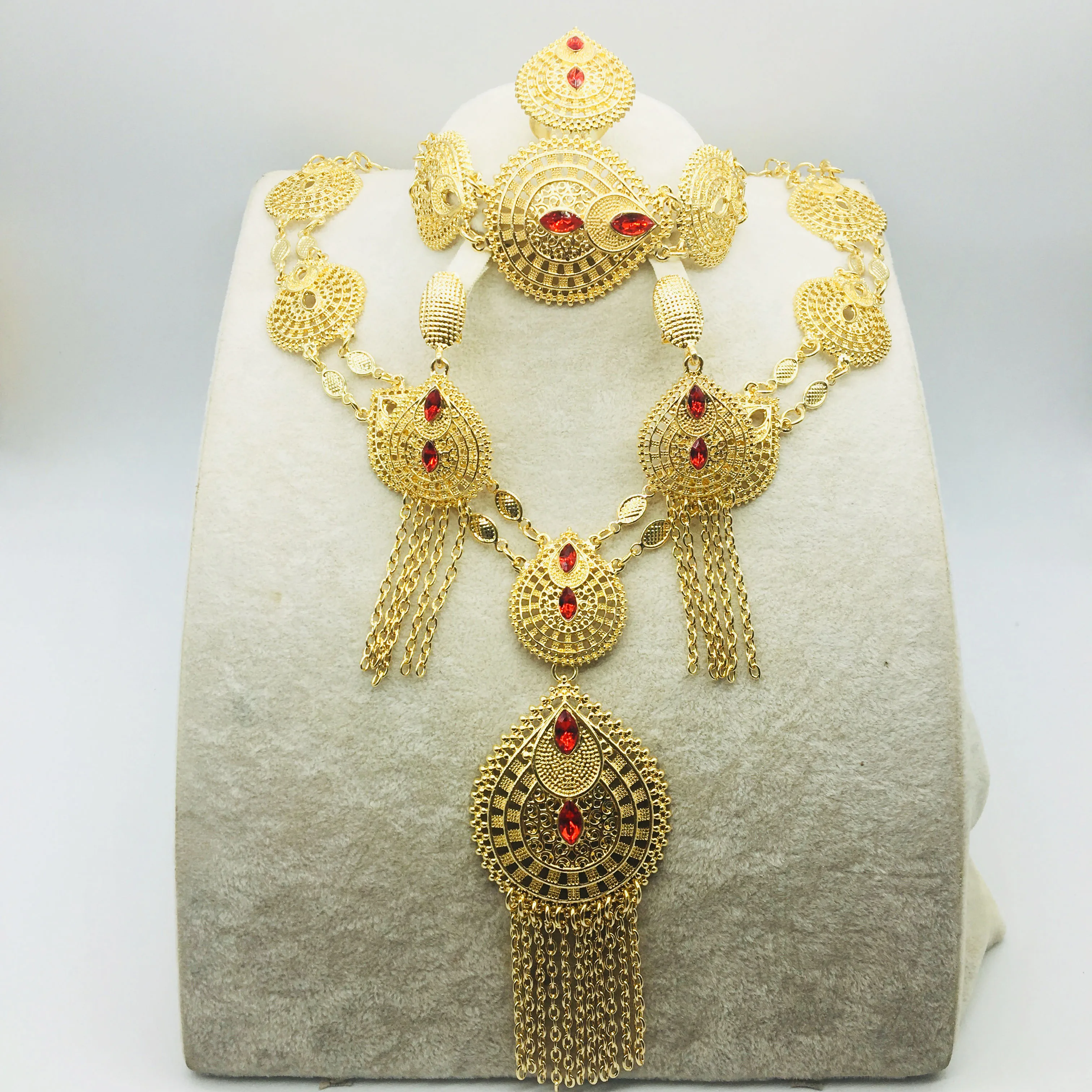 Лидер продаж набор свадебных украшений с африканскими бусинами Дубай золотого