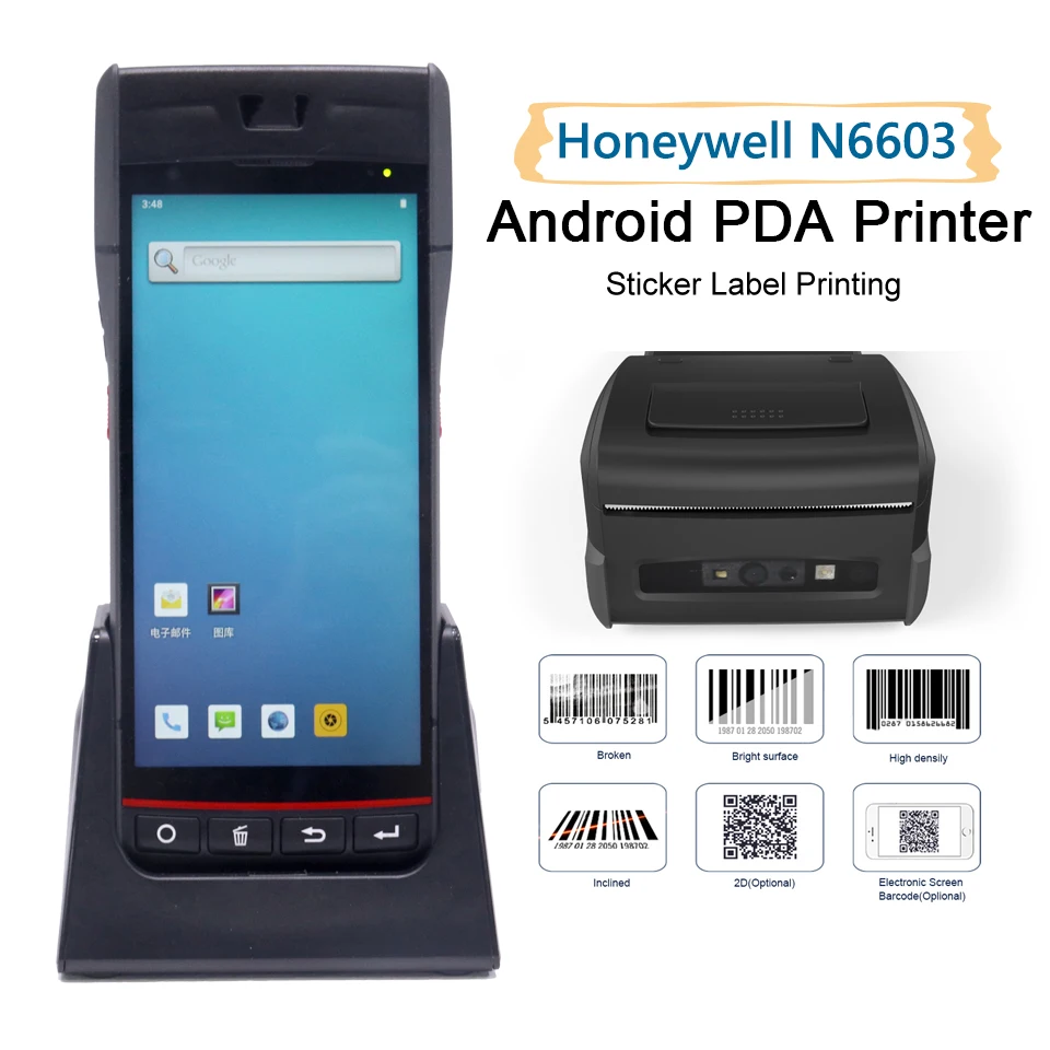 

PDA Android POS Terminal Receipt/Label Printer Handheld Bluetooth WiFi 4G NFC Data Collector Portable Honeywell Barcode Scanner