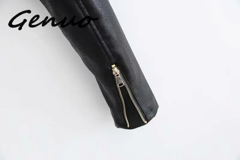 

Genuo New 2019 women European and American fashion short locomotive leather jacket